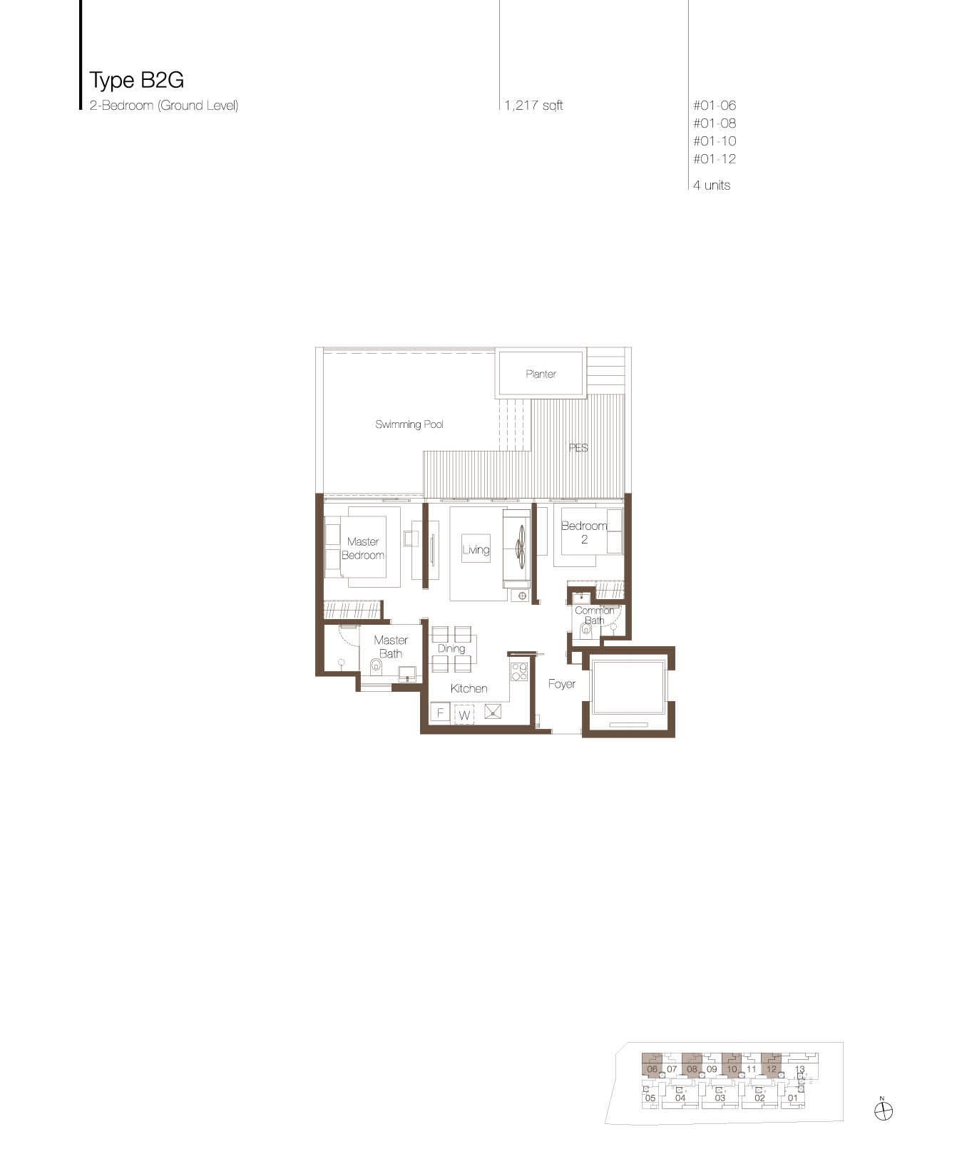 Cluny Park Residence 2 Bedroom PES Type B2G Floor Plan
