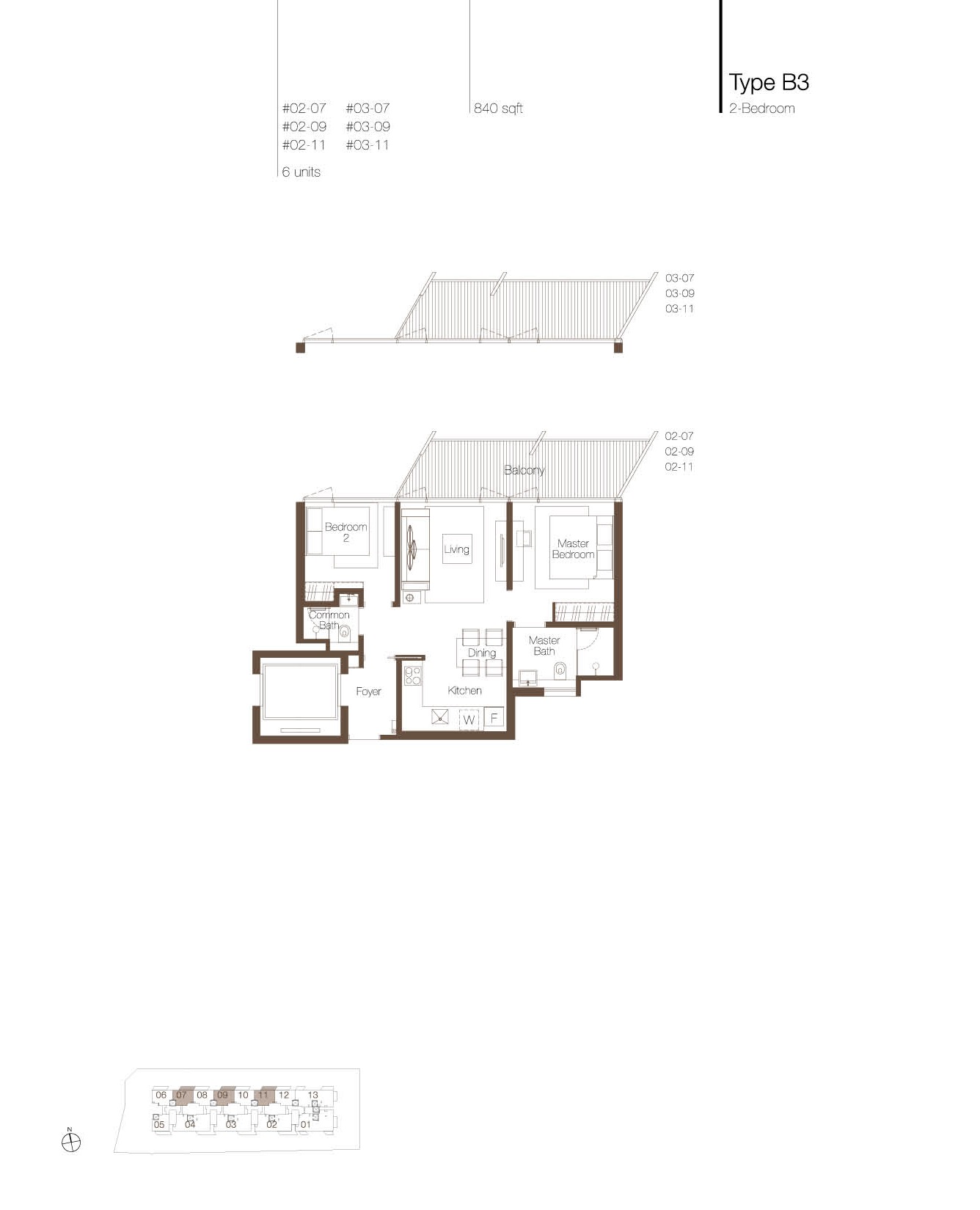 Cluny Park Residence 2 Bedroom Type B3 Floor Plan