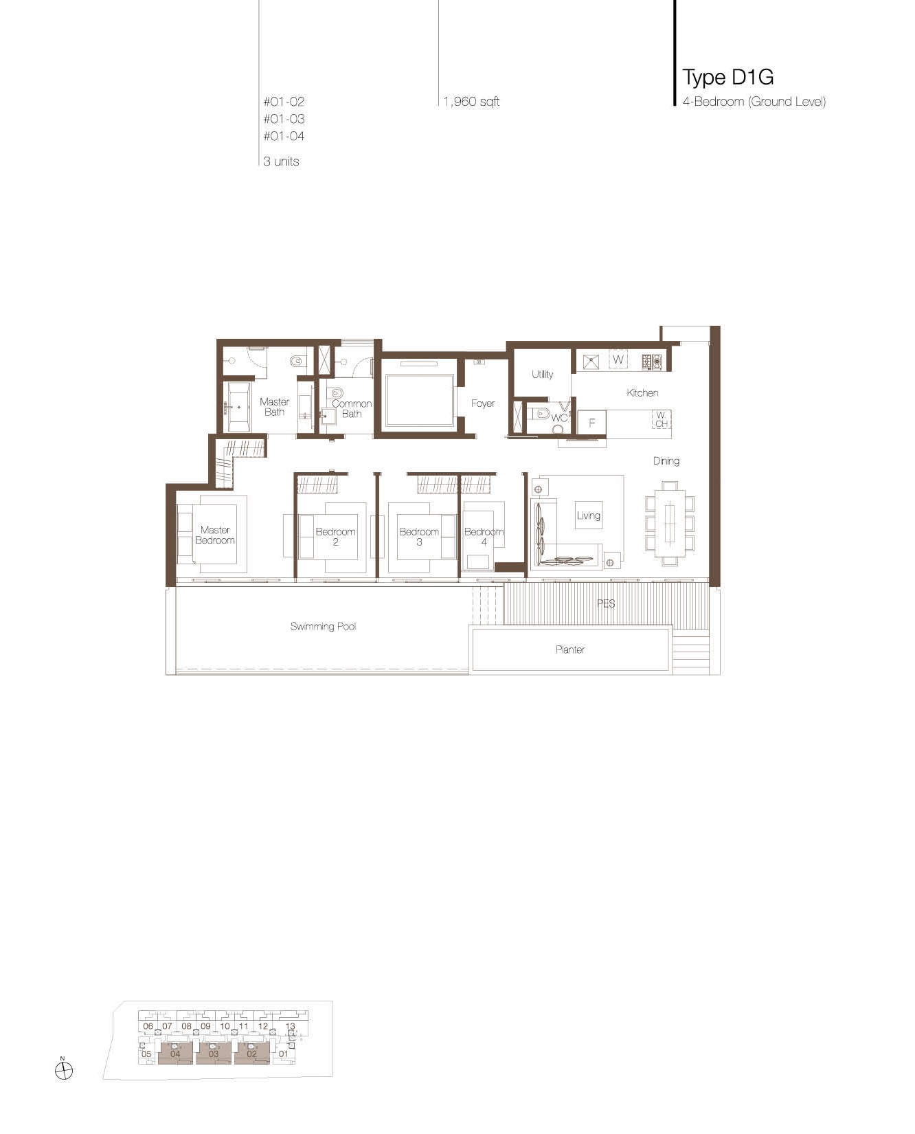 Cluny Park Residence 4 Bedroom PES Type D1G Floor Plan