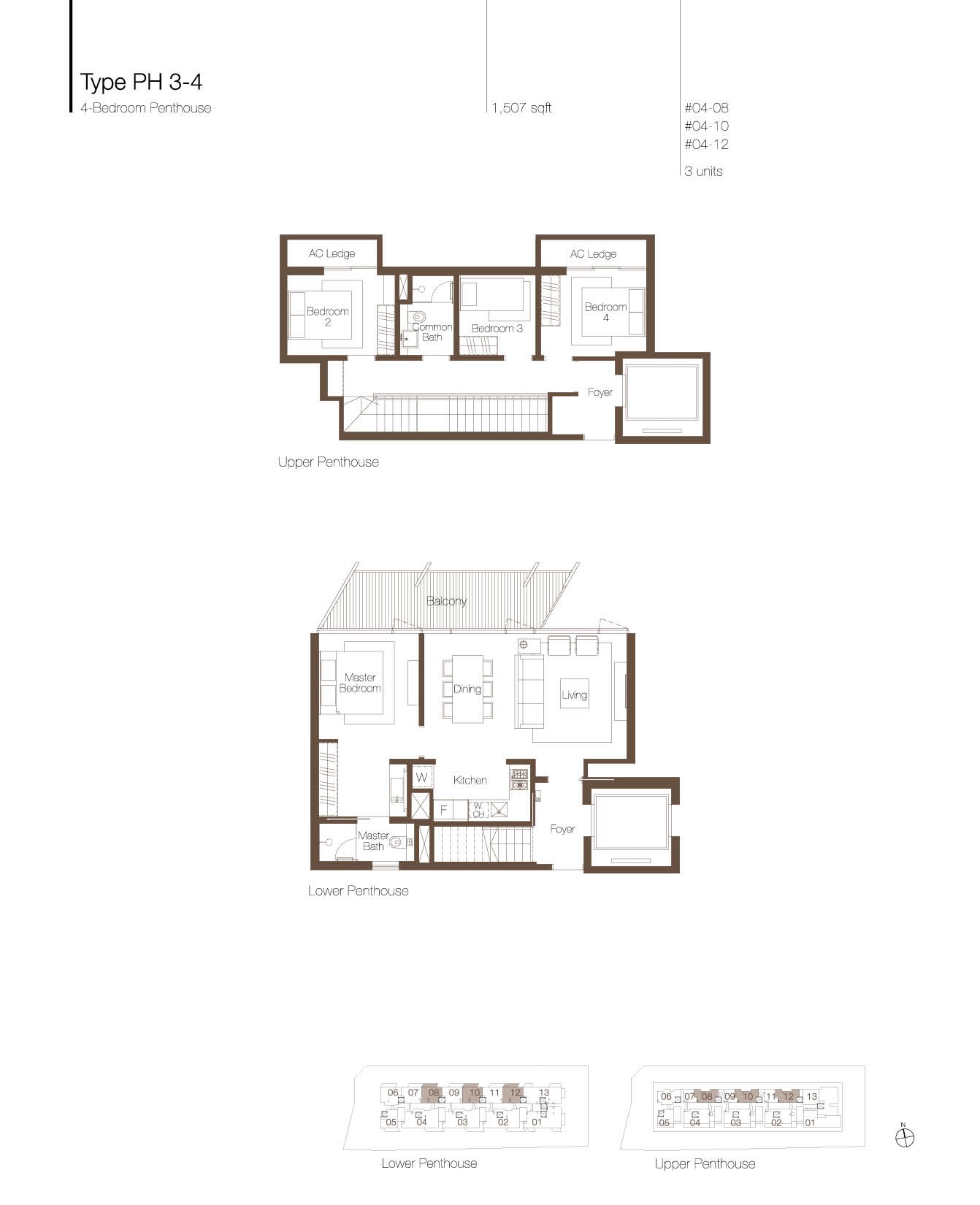 Cluny Park Residence 2 Bedroom Penthouse Type PH 3-4 Floor Plan  