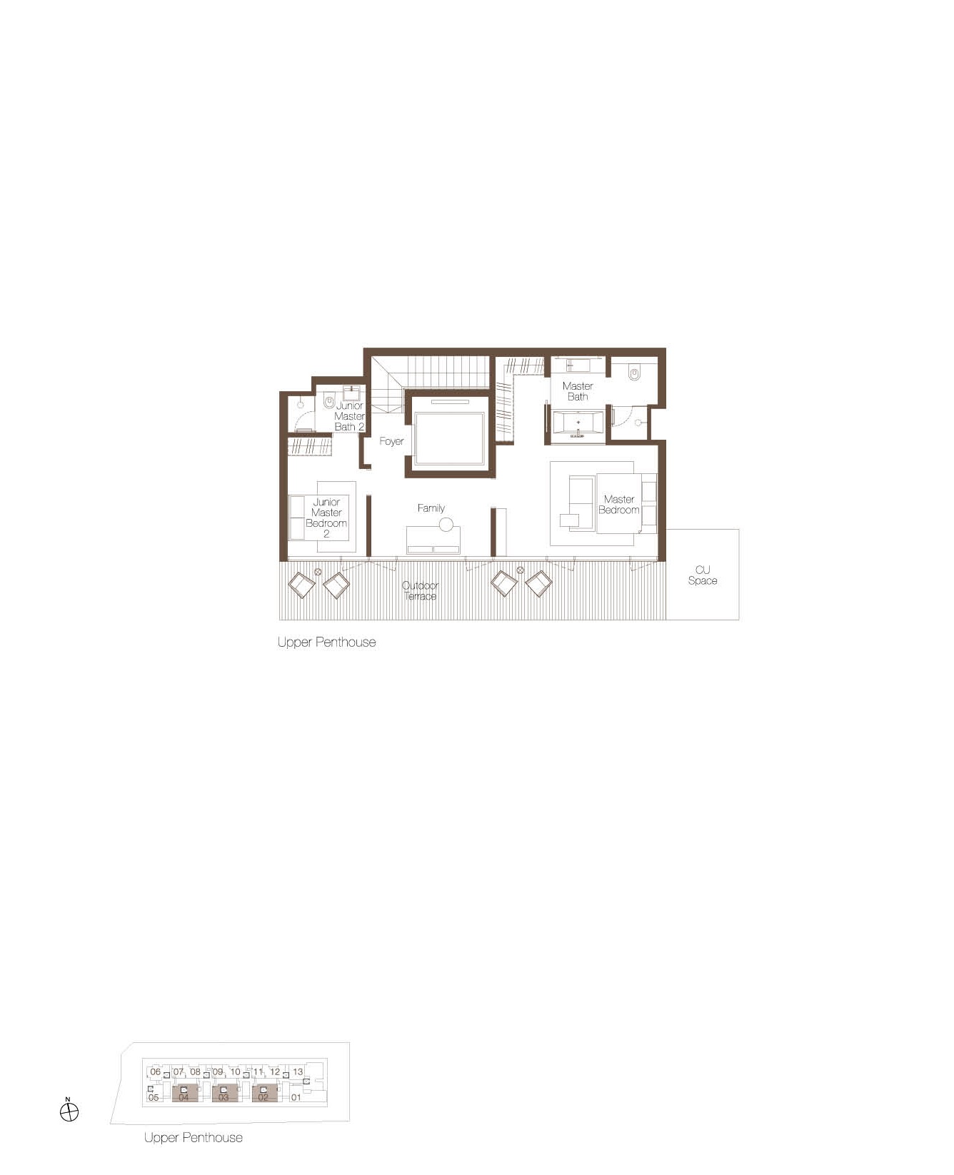 Cluny Park Residence 2 Bedroom Penthouse Type PH 5-4F(Upper Level) Floor Plan 